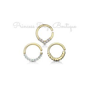 Gold 3 Pcs Hoop for Septum,‎ Nose and Cartilage Piercings